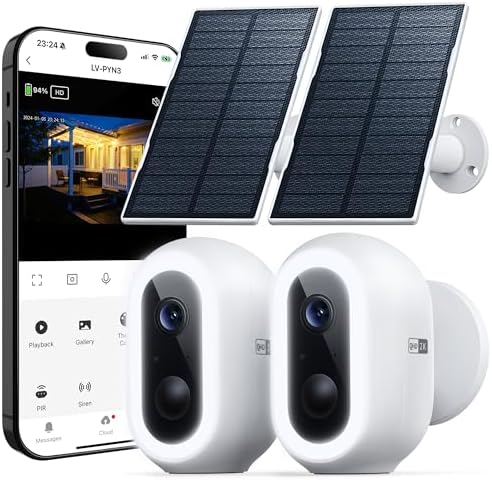 Laview 2K Solar Security Cameras Wireless Outdoor, Rechargeable Battery Wifi Cameras for Home Security with Spotlight Color Night Vision,Siren Alarm,AI Human Detection,IP65,2-Way Talk,Cloud/SD Storage