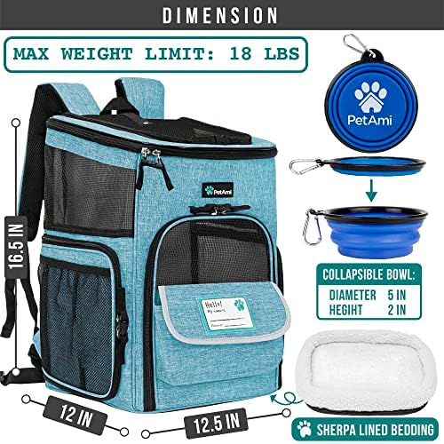 PetAmi Dog Backpack Carrier, Airline Approved, 4-Way Entry, Teal