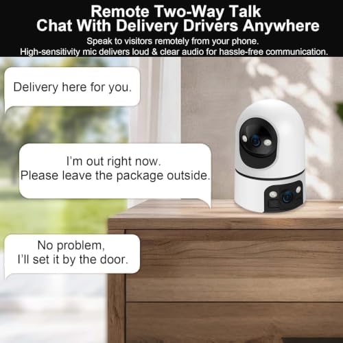 2K Dual Lens Indoor Pan Tilt Security Camera, WiFi Home Surveillance Cam, Dual Light Full Color Night Vision, 2-Way Audio Motion Detection, 300° Pan 60° Tilt for Pet Baby Home Shop Monitoring