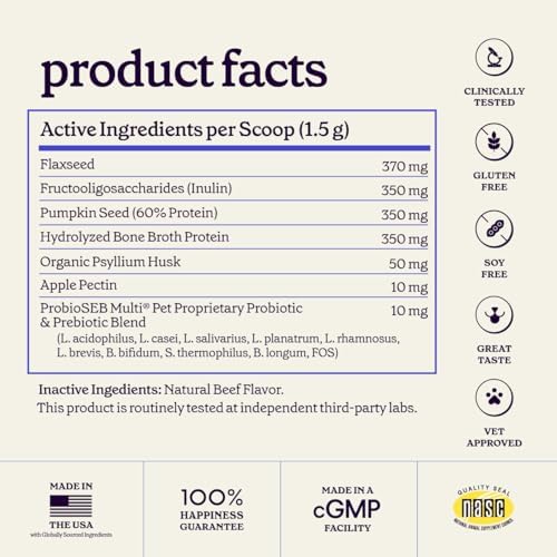 Premium Anal Gland Support Supplement - Dog Anal Gland Treatment With Fiber & Pumpkin for Dogs – Prevents Scooting, Supports Digestion & Anal Gland Health – Probiotics, Enzymes & Psyllium Husk –3.20oz