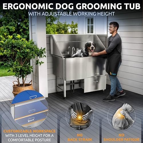 KANIS Professional Dog Washing Station 304 Stainless Steel Pet Wash Sink