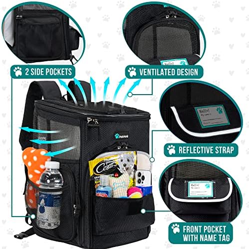 PetAmi Dog Backpack Carrier, Airline Approved, 4-Way Entry, Black