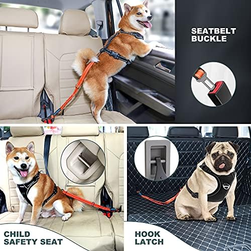 Dog Seat Belt 3-in-1 Car Harness - Orange
