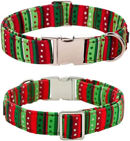 Lionet Paws Christmas Dog Collar with Bowtie, Dog Sailor Bow Collar with Metal Buckle for Dogs and Cats, Adjustable Comfortable Dog Collar Girl Gift, S, Neck 10-16 in