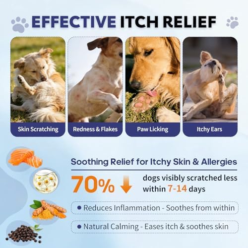 Dog Allergy Chews with Omega-3 Fish Oil, Skin & Immune Support, 120 Ct