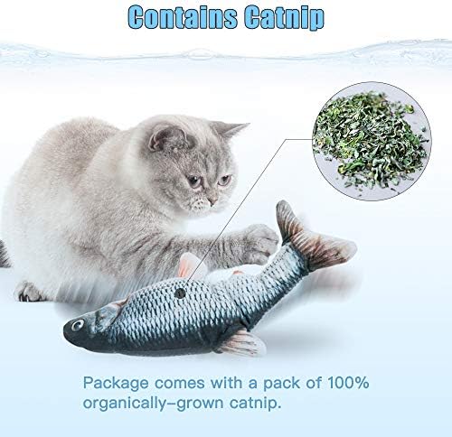 TOOGE 2 Pack 9" Floppy Fish Cat Toys with SilverVine and Catnip for Indoor Cats for Small Dogs Interactive Automatic Flopping Kicker Toys for Cats Puppy (Red Carp + Carp)