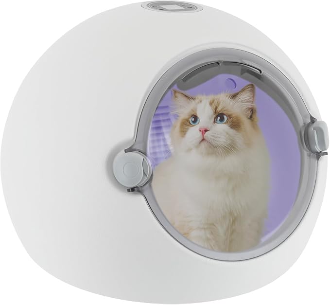 DYNAMI Automatic Pet Dryer Box for Cats and Small Dogs up to 16 lbs,600W Quiet Dog Hair Dryer with Adjustable Temperatur&Time,Hands-Free Cat Drying Box Portable Grooming Dryer,Built-in UV Light