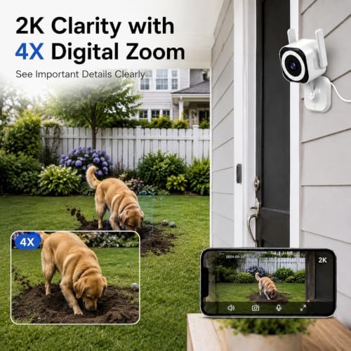 2K Indoor Outdoor Security Cameras for Home Security, Baby Monitor, 2Pack