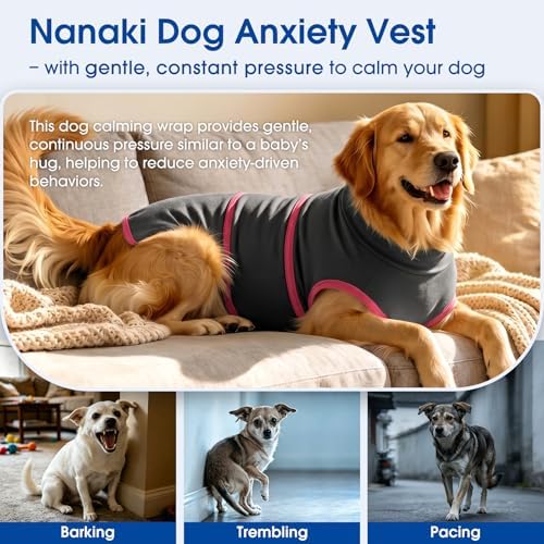 Nanaki Skin-Friendly Anxiety Vest Jacket for Dogs from Storms & Fireworks, X-Large(Chest Girth:33.9")