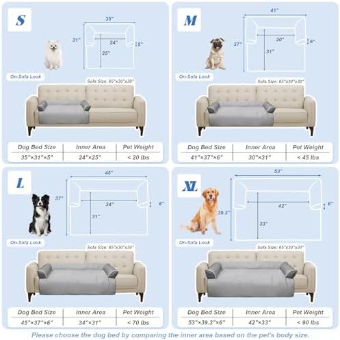 GGIB Cooling Dog Bed Mat with Bolster Pillow Washable Dog Couch Cover Breathable Summer Pet Couch Bed Protector Indoor(Medium, Cooling Grey)