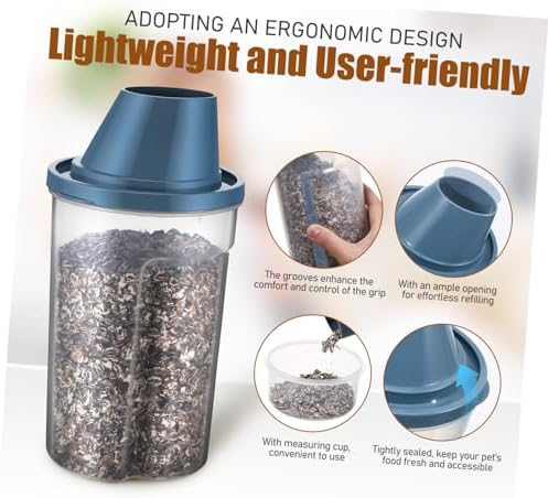 Healifty 2pcs Airtight Pet Food Storage Containers Grey Blue Durable Dry Food Bins with Ergonomic Grip for Cats and Dogs Moisture Vacuum Seal