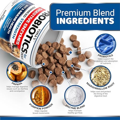 Probiotics for Dogs and Digestive Enzymes, 170 Treats, Dog Probiotics Chews