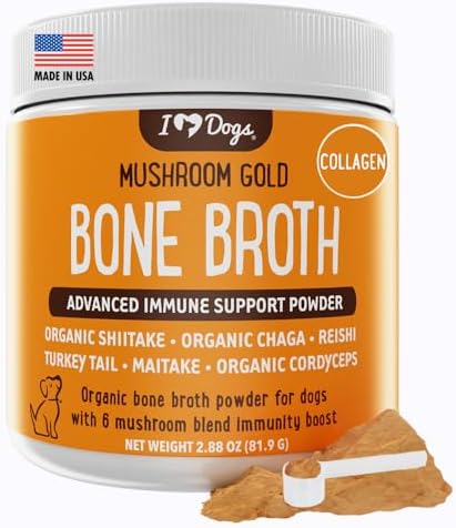 iHeartDogs Bone Broth & Turkey Tail Mushroom Powder Supplement for Dogs