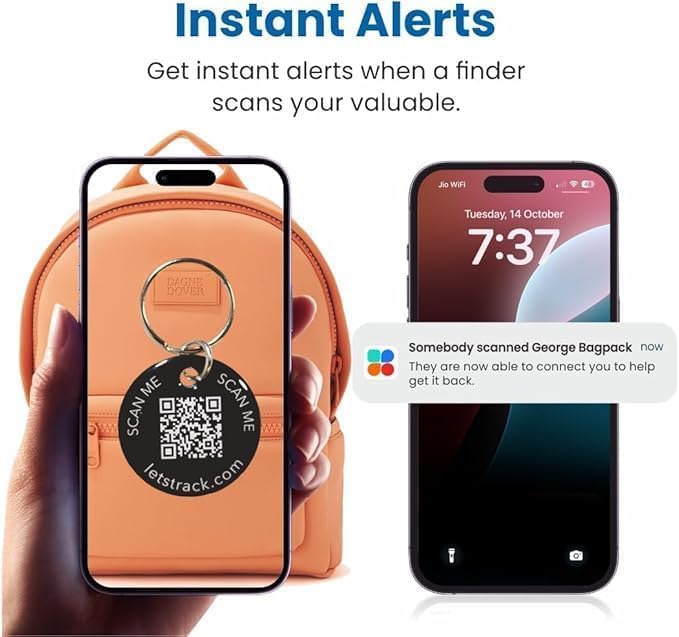 Personalised 4Pcs Dog & Cat Smart QR Pet Tag | Private Calling | IP67 Name ID Tracker Anti-Lost Scratch-Resistant Pet Keychain Style for Doggy Kitten Kitty Puppy | Instant Location Alerts