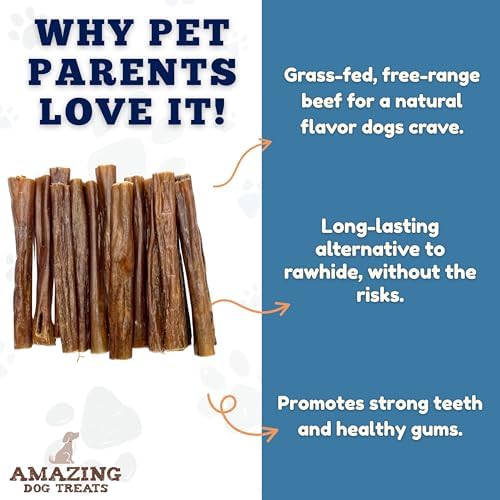 Amazing Dog Treats Gullet Sticks for Dogs- (6 Inch - 40 Count) - Gullet Jerky Chews for Dogs - Esophagus Beef Gullet - Beef Esophagus Sticks