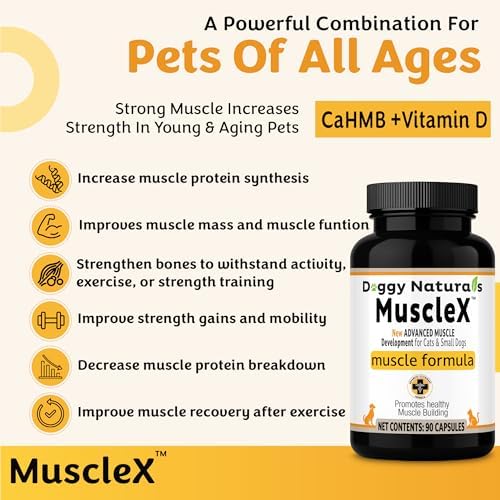 MuscleX™ Canine Muscle Formula Cats & Small Dogs with 300mg CaHMB & Vitamin D3 - Natural Muscl Building Formula-Helps Reduce Muscle Loss Due to Normal Aging & Improves Recovery from Injury(270 Caps)
