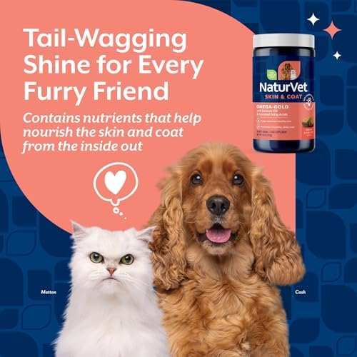 NaturVet Omega-Gold Plus Salmon Oil Skin Supplement for Pets - 180 Ct