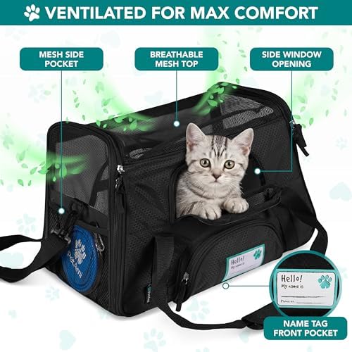 PetAmi Airline Approved Pet Carrier, Cats & Small Dogs, Small, Black
