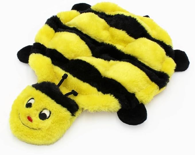 ZippyPaws Squeakie Crawler No Stuffing Dog Toy to Keep Them Busy - 12" | For Small, Medium, & Large Dogs, Squeaky Pet Toy for Boredom, Soft Plush Puppy Products, Bertie the Bee