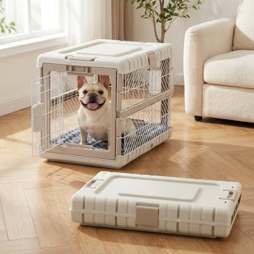 ZOMISIA Collapsible Dog Crate with Bed Mat, 28'' Dog Kennel for Medium Dogs