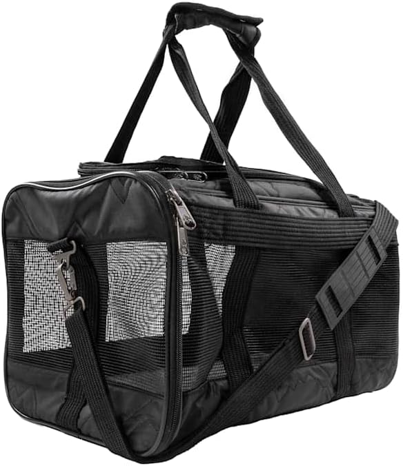 Sherpa Deluxe Guaranteed On Board Soft-Sided Dog & Cat Carrier, Black, Medium