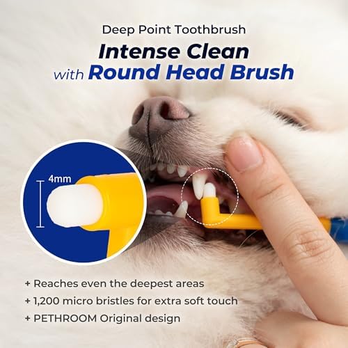 PETHROOM Dog & Cat Dental Kit for Deep Cleaning– Enzymatic Toothpaste & Precision Toothbrush (Rounded Head), Plaque & Tartar Control, EWG Verified, Fresh Breath, Sweet Potato Flavor, 2.1 oz