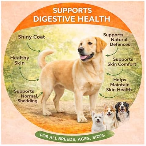 Biotic’s Gain Dog Skin & Coat Soft Chews Supplement – Omega-3 EPA & DHA, GLA, Zinc & Biotin to Support Healthy Skin and a Shiny Coat (120, Skin & Coat)