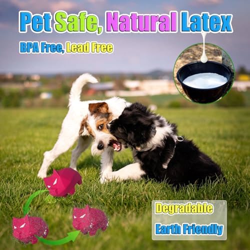 Latex Squeaky Dog Toys for Small & Medium Dogs 2-Pack, 3.9x2.5x2.5'' | Soft Rubber, Lightweight, Float On Water, Reduce Boredom, Fun Fetch, Chase, Puppy Indoor Outdoor Playing