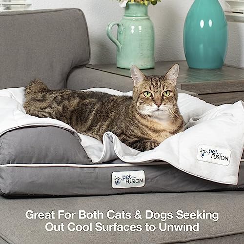 PetFusion Premium Cat and Dog Cooling Blanket, Lightweight Pet Blanket | Machine Washable | Multiple Sizes: for Pets Small to Extra-Large | Multiple Colors: Grey and Brown