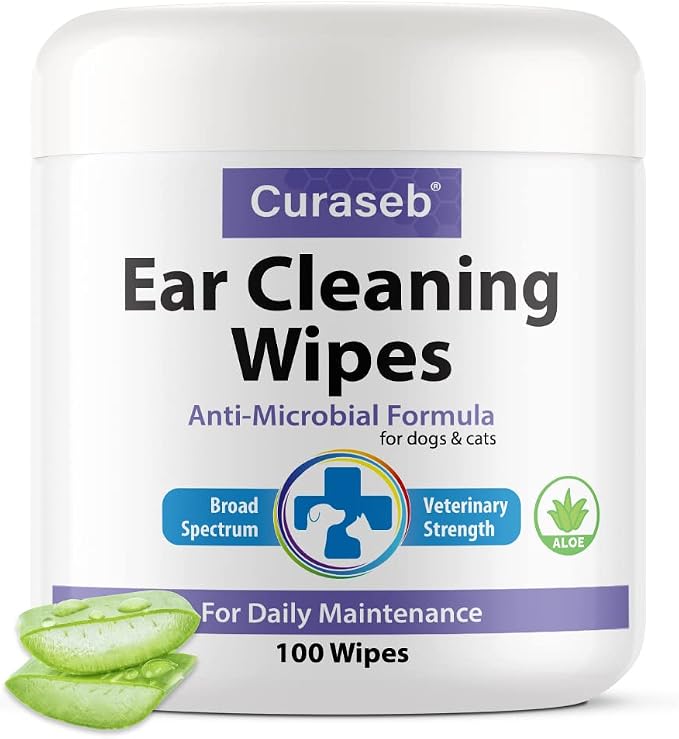 Curaseb Cat and Dog Ear Wipes, 100 Wipes