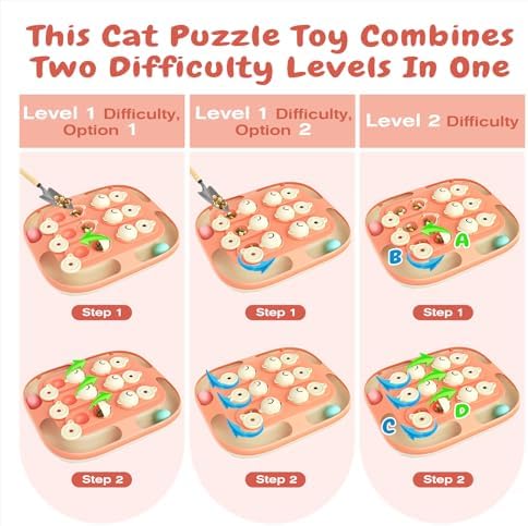 KADTC 2-in-1 Cat Puzzle Toy & Track Balls, Interactive Slow Feeder for Cats | Large Activity Board: 2 Play Modes, 2 Challenge Levels, No Loose Parts; Eases Indoor Boredom, Burns Energy, Curbs Fast Eating
