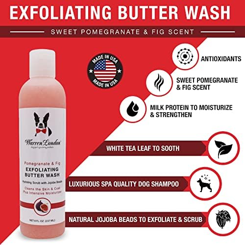 Warren London 8oz Butter Combo - Premium Dog Shampoo & Conditioner - Exfoliating Wash with Fragrant Leave in Conditioner - Pom & Fig w/Pom & Acai