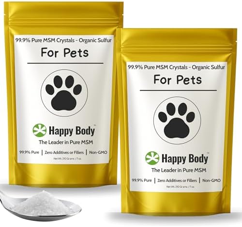 Pure MSM Crystals for Dogs | Organic Sulfur | Joints, Skin, Coat | 2 Pack