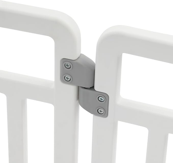 Dog Playpen with Door, 32 Inch Tall Dog Playpen, 6 Panels White Plastic Pet Safety Fence, Puppy Playpen Dog Pen with Suction Cup, Indoor Pet Exercise Pen, Small Medium Dog Fence, 51.2x25.6x31.5in