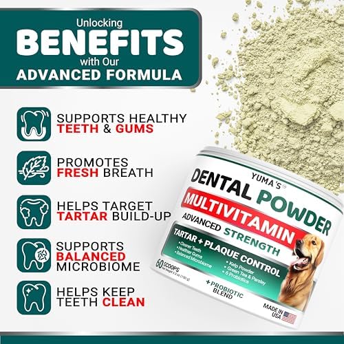 Dog Dental Powder, Breath Freshener with Multivitamin, Dog Teeth Cleaning | Bad Breath & Tartar and Plaque Off Remover for Dogs Probiotics lab co, Pet Oral Care - Vitamins and Supplements