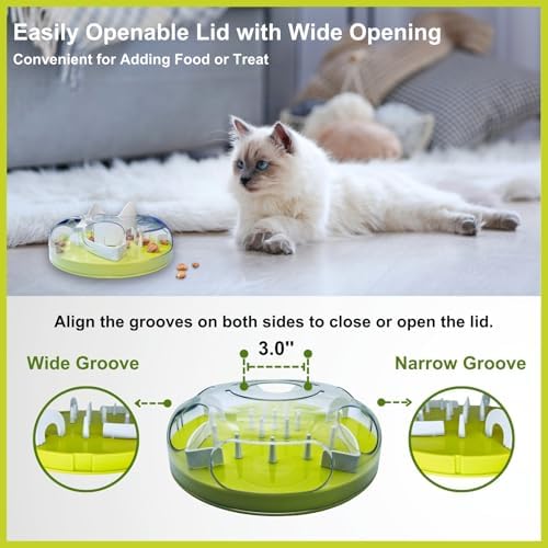 Interactive Cat Treat Puzzle Enrichment Toys, Neon Green | Cat Puzzle Feeder, Slow Feeder, Food Maze, Mental Stimulation Foraging Toys, for Indoor Cats and Kittens