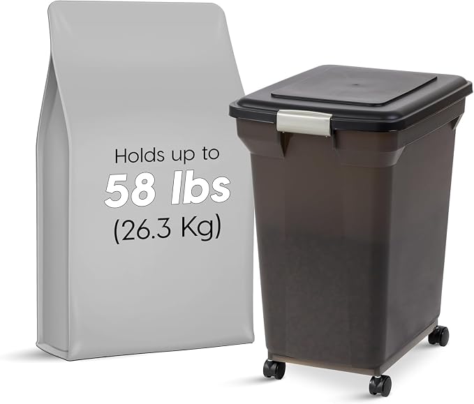 IRIS USA Dog Food Storage Container, Up to 58 lbs, Black