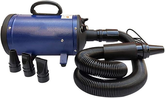 2200W High Velocity Hairdryer, A Powerful But Quiet Dog Dryer Variable Speed with 3 Different Nozzles Professional Grooming Adjustable Wind Speed Temperature (Color : Blue)