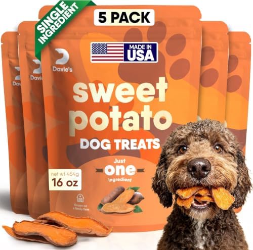 Davie's Naturals Sweet Potato Dog Chews, 1 lb Pack of 5
