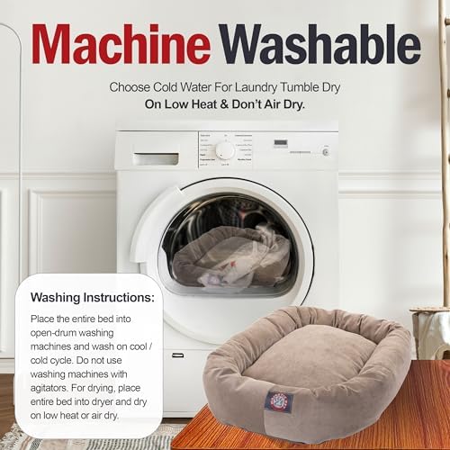 Majestic Pet Micro Velvet Dog Bed, 40 Inch Large, Round, Washable, Pearl