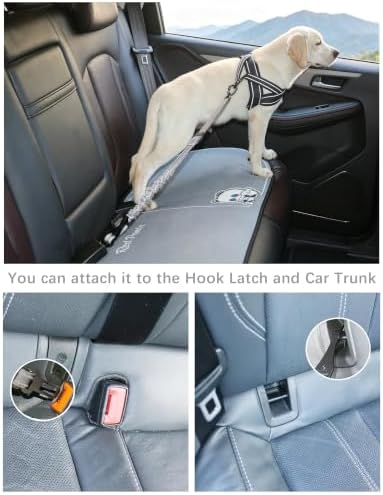 AUBELL Dog Seat Belt for Car - Updated 3-in-1 Bungee, Grey