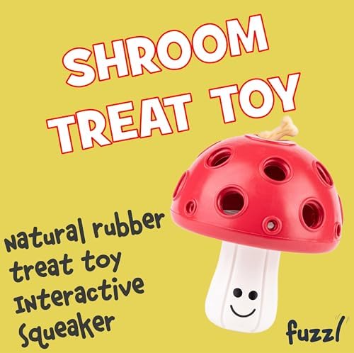 Fuzzl Eco Rubber Magic Shroom Puzzle Enrichment Toy - Red - Long Lasting Dog Treat Toys for Aggressive Chewers Strong Dog Toy for Dogs Durable Puppy Toys