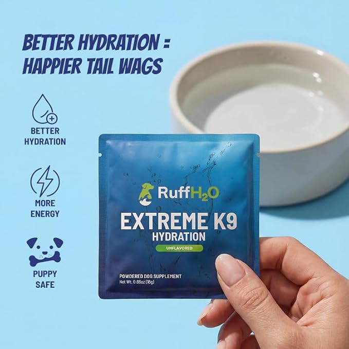 RuffH2O K9 Hydration Powder, Collagen Electrolyte Supplement for Dogs, 7Pcs