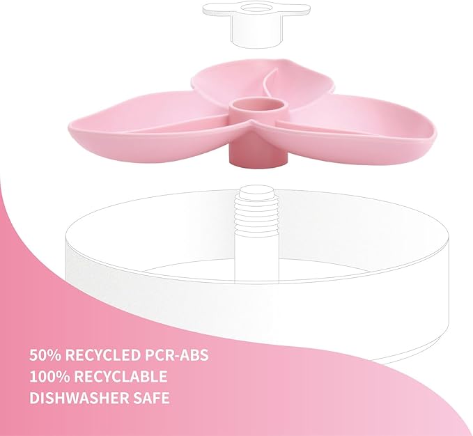 PetDreamHouse Spin Slow Feeder Bowl Insert for Dogs - Interactive Dog Food Puzzle Accessory for Slow Eating, Mental Enrichment, & Digestive Health, Bougainvillea, Pink