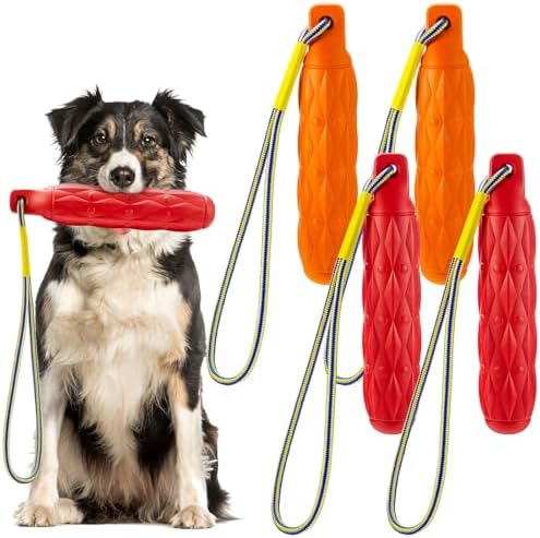 Blueweenly Floating Dog Bumper Toys with Throw Rope, 4-Pack