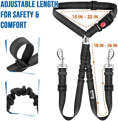 Lukovee Double Dog Car Seat Belt, No Tangle Headrest Restraint
