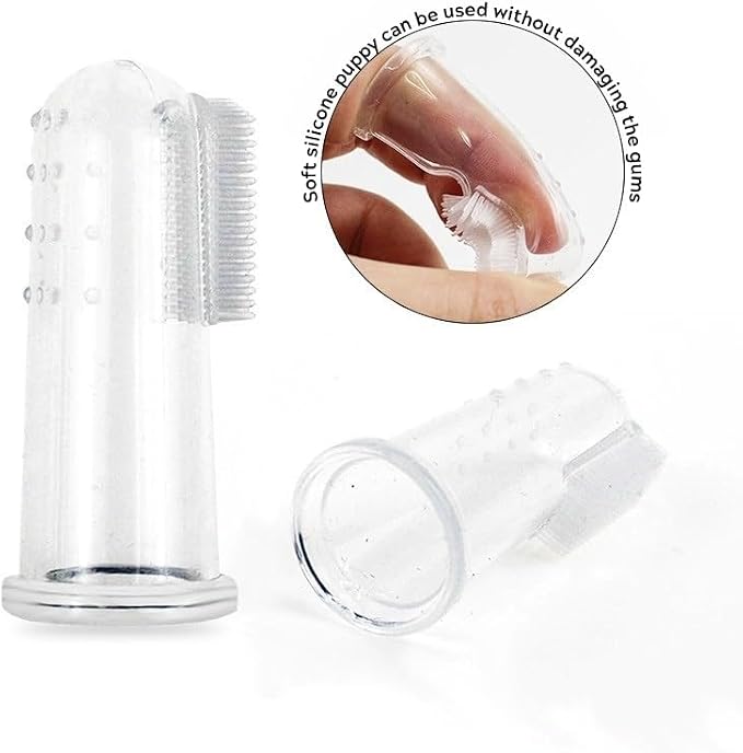 Pet Finger Toothbrush Set – Soft Silicone Toothbrush for Dogs & Cats – Gentle Finger Brush for Small Pets Dental Care (Pink Box Set)