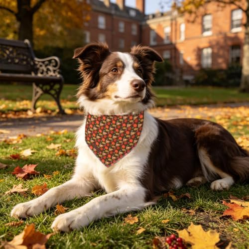Lionet Paws Halloween Pumpkin Dog Bandana Washable Cotton Handkerchief Scarf Triangle Thanksgiving Brown Dog, Small (Pack of 1), Small, Cotton, Brown