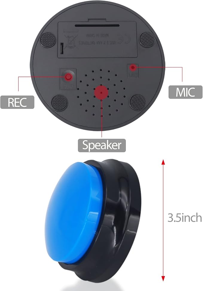 Voice Recording Button, 4 Pack, Rose Red & Dark Blue & Green & Orange