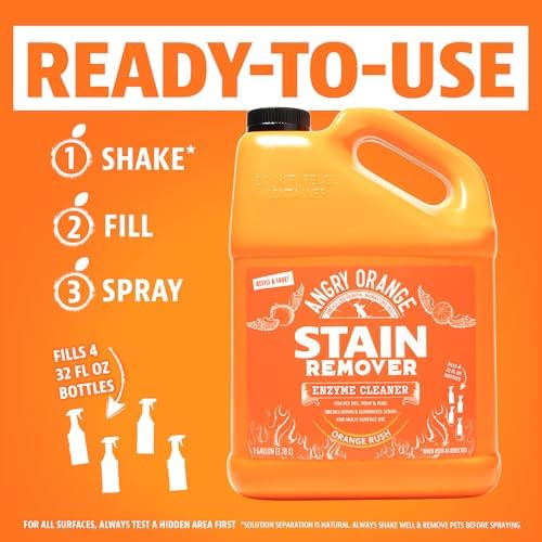 ANGRY ORANGE 1 Gallon Enzyme Cleaner and Deodorizer, Pet Stain and Odor Remover for Dog & Cat Urine and Stains - Orange Rush Scent, Made in USA